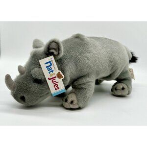 Demdaco Nat & Jules 13" Gray Rhino Rhinoceros Plush Toy NEW NWT